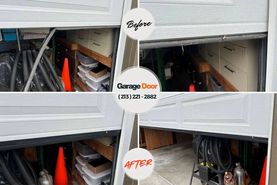 Before and after: garage door repair Rocky Mount, NC